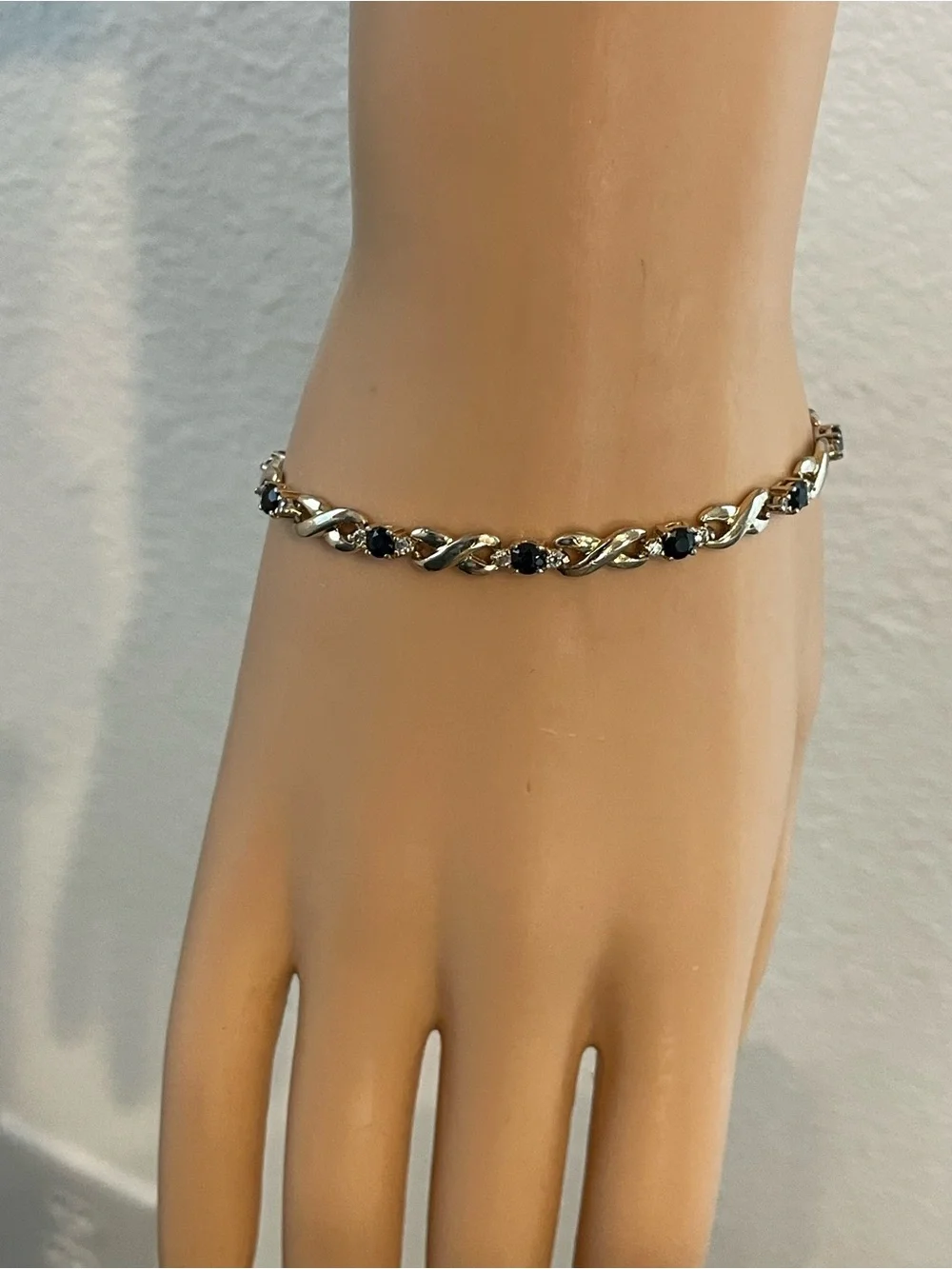 Classic Gold/Silver 925 mark Bracelet with Sapphire Color- Women's Jewelry